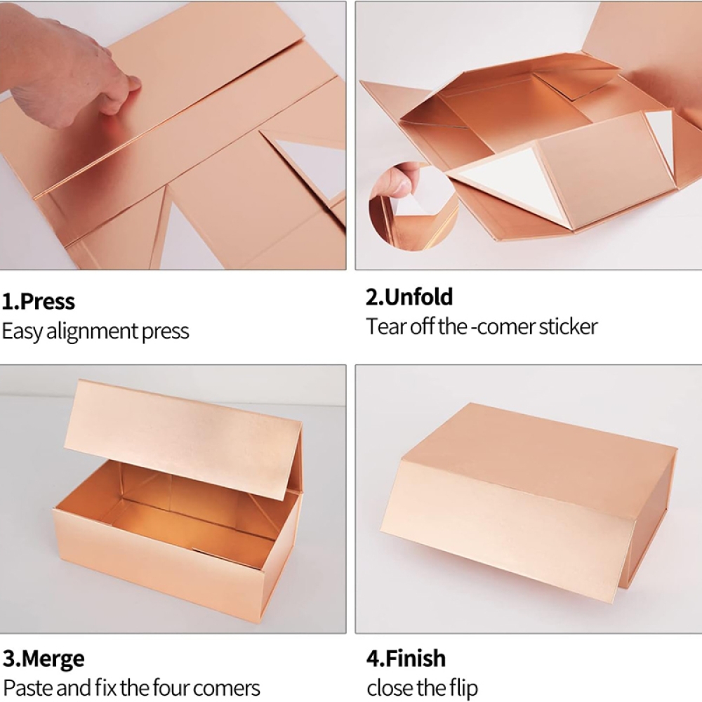 Rectangle Collapsible White Box with Magnetic Lid Large Wrap Cardboard Paper Storage Gift Box