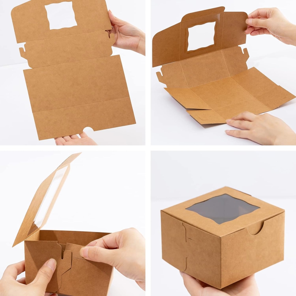 Custom Paper Boxes With Window for Cookie, Pastries,Cupcakes,Chocolate, Strawberries, Bakery Box Packaging