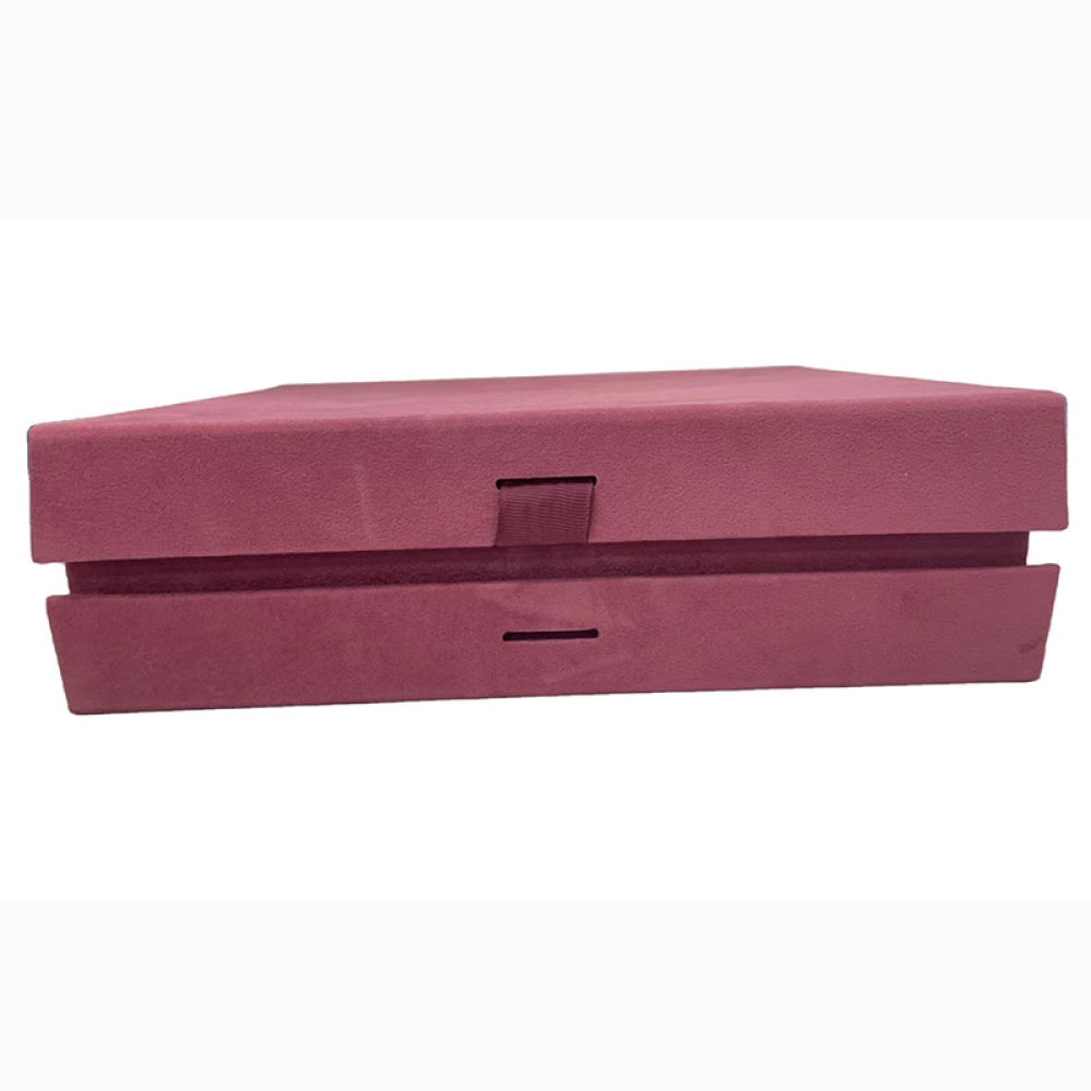 Custom Cardboard Velvet Fabric gift box packaging with hot foil stamping and ribbon