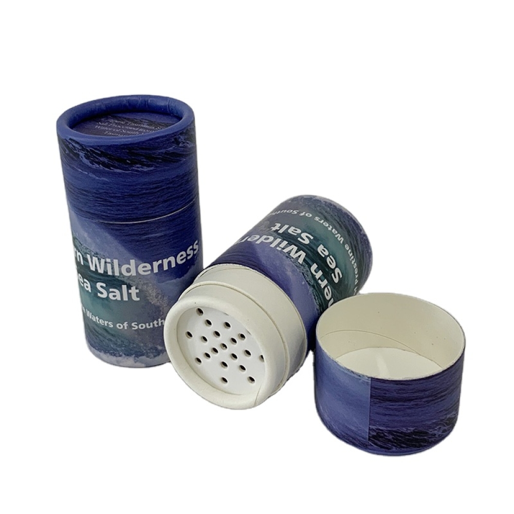 Custom Eco Biodegradable Cardboard Empty Powder shift Food Kraft tube box Powder Spice Salt Packaging Paper Tube With Top Shaker