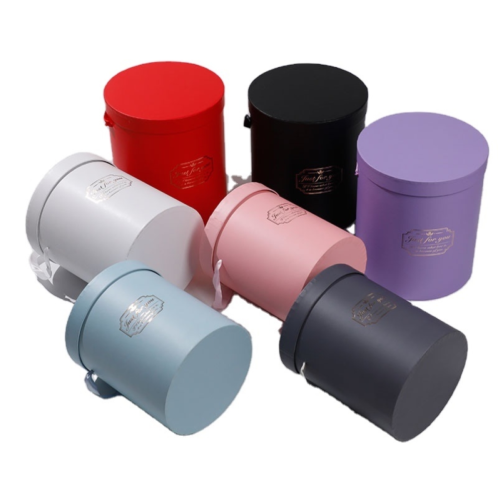 Customized Big Size Flower Cylinder cardboard Box with Round hat Gift tube box Packaging for weddings decoration