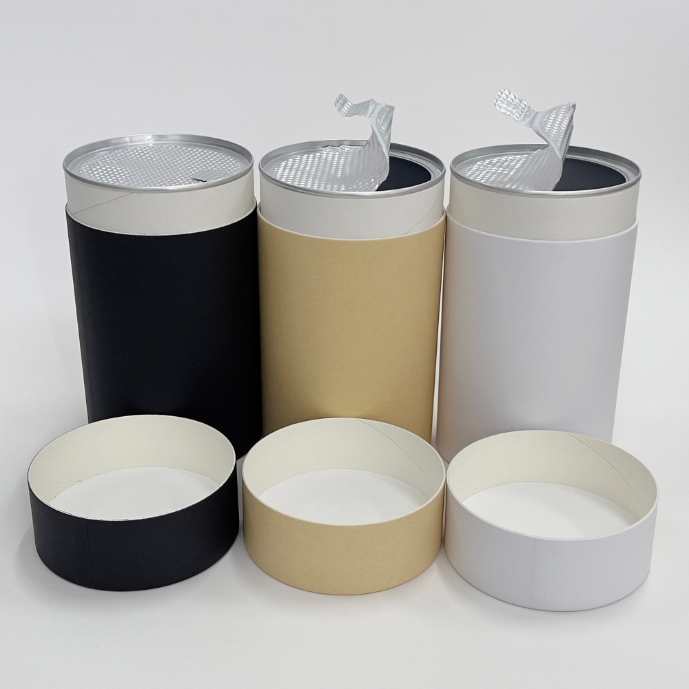 Custom Biodegradable Chocolate nuts superfood Cardboard Empty Powder Food paper tube box Protein Coffee Tea Powder Spice Salt Packaging Paper Tube