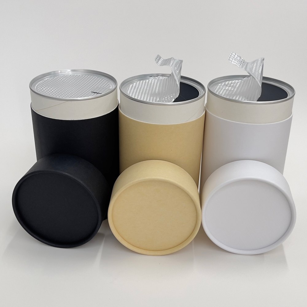 Custom Biodegradable Chocolate nuts superfood Cardboard Empty Powder Food paper tube box Protein Coffee Tea Powder Spice Salt Packaging Paper Tube