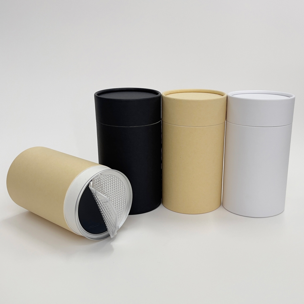 Custom Biodegradable Chocolate nuts superfood Cardboard Empty Powder Food paper tube box Protein Coffee Tea Powder Spice Salt Packaging Paper Tube